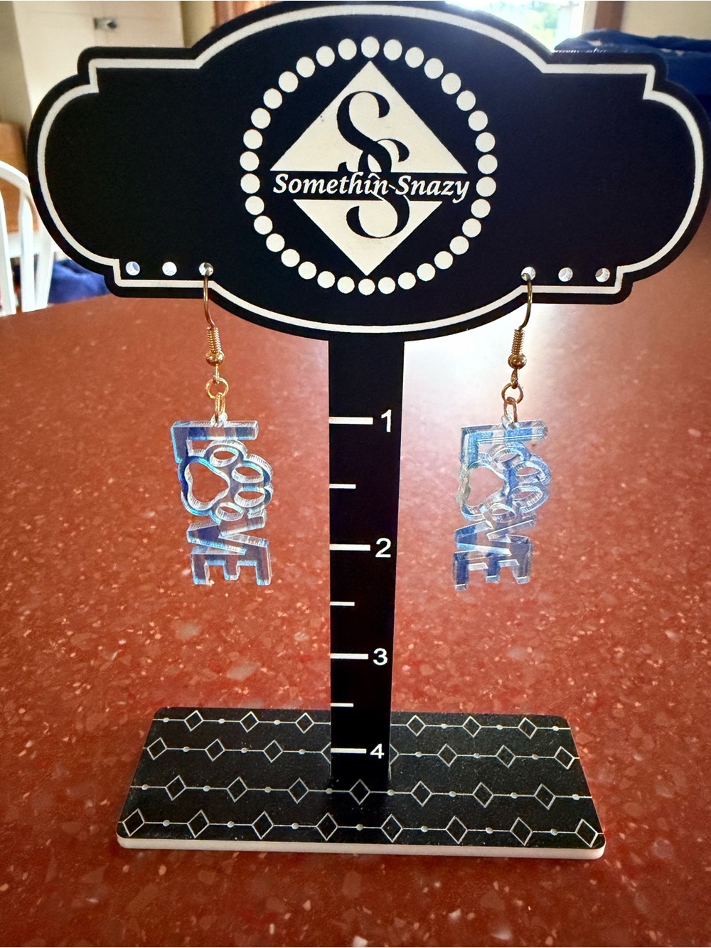 Hand crafted by me LOVE Dog paw earrings
